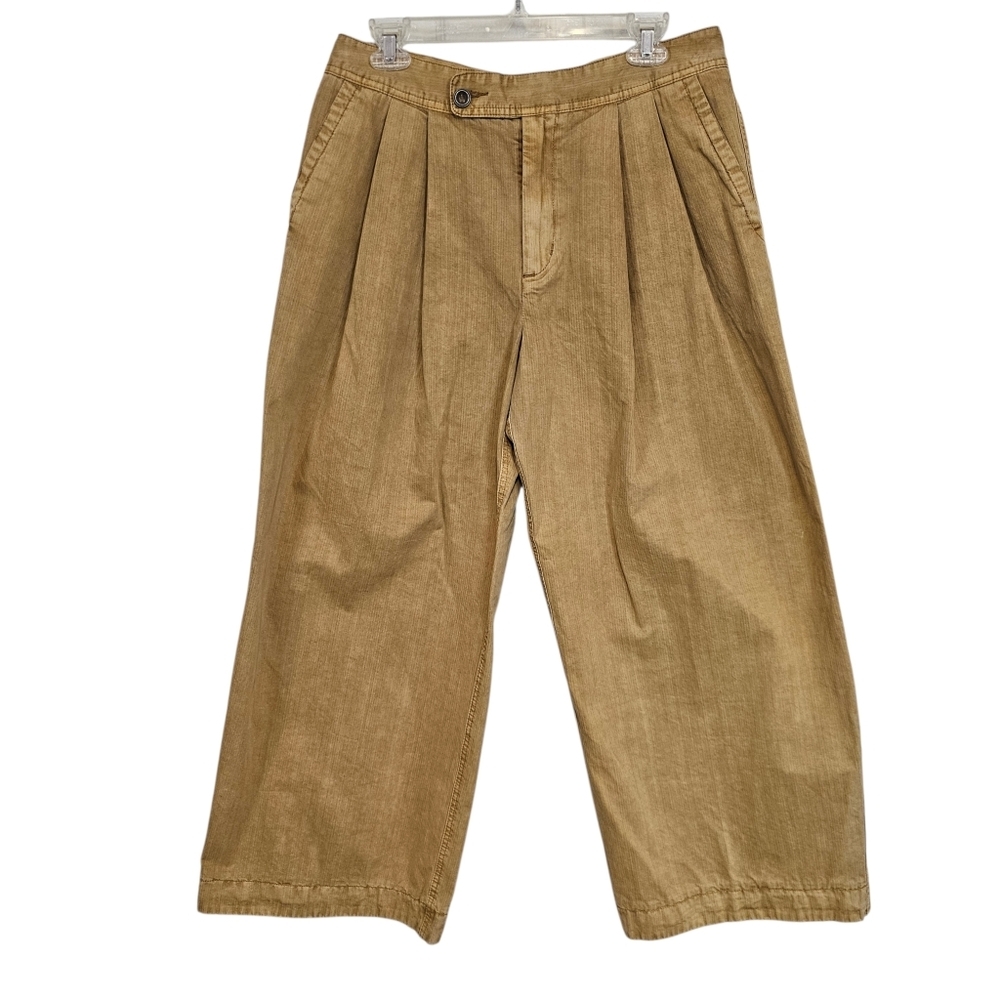 Free People Double Pleated Extra Wide Leg Camel High Rise Pant Relax Trouser Fit